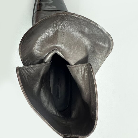 Alexander Wang Moto Boots Size 41 Women's Dark Brown And Black Leather Booties - Picture 9 of 11